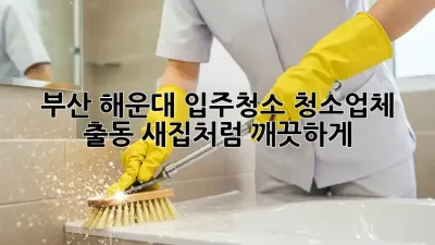 부산 해운대 입주청소? 청소업체 출동! 새집처럼 깨끗하게