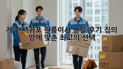 제주 서귀포 원룸이사 용달 후기: 짐의 양에 맞춘 최고의 선택!