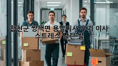 합천군 쌍책면 용달이사 후기📝 이사 스트레스 날린 썰!