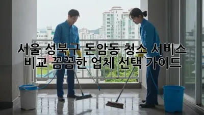 서울 성북구 돈암동 청소 서비스 비교: 꼼꼼한 업체 선택 가이드