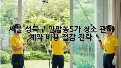 서울 성북구 안암동5가 청소 관리 계약: 비용 절감 전략