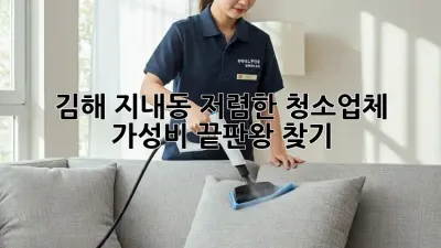 김해 지내동 저렴한 청소업체 ✨ 가성비 끝판왕 찾기!