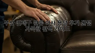부산 연제구 원룸 이사 용달 후기: 꿀팁 가득한 완벽 가이드