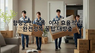함평군민 주목! 😎 이사 효율적 팁 완전정복 꿀팁 대방출 🚚💨