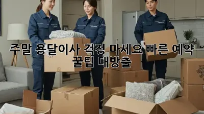 주말 용달이사? 걱정 마세요! 빠른 예약 꿀팁 대방출!