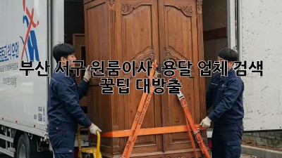 부산 서구 원룸이사 🚚 용달 업체 검색 👀 꿀팁 대방출!