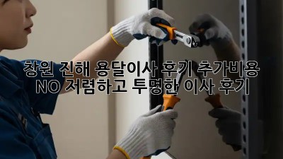 창원 진해 용달이사 후기: 추가비용 NO! 저렴하고 투명한 이사 후기 💯