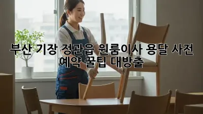 부산 기장 정관읍 원룸이사 용달 사전 예약, 꿀팁 대방출!