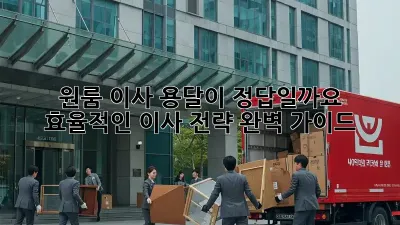 원룸 이사, 용달이 정답일까요? 효율적인 이사 전략 완벽 가이드