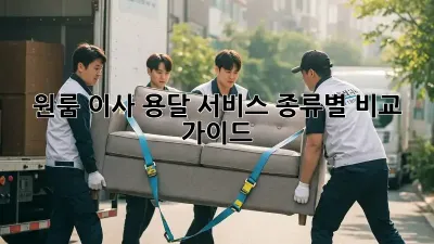 원룸 이사, 용달 서비스 종류별 비교 가이드