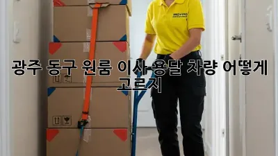 광주 동구 원룸 이사, 용달 차량 어떻게 고르지?