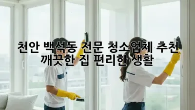 천안 백석동 전문 청소업체 추천: 깨끗한 집, 편리한 생활