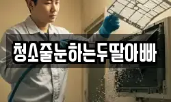 청소줄눈하는두딸아빠