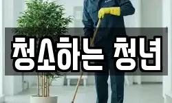 청소하는 청년